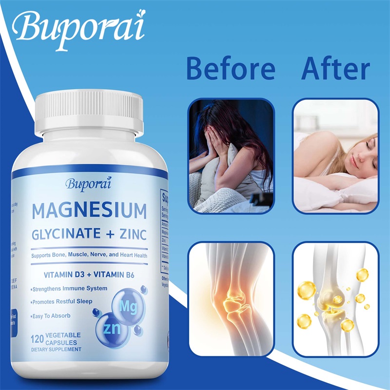 Magnesium Glycinate Capsule - Magnesiumglycinat + Zink-Ergänzungskapseln, hohe Absorption, Unterstützung