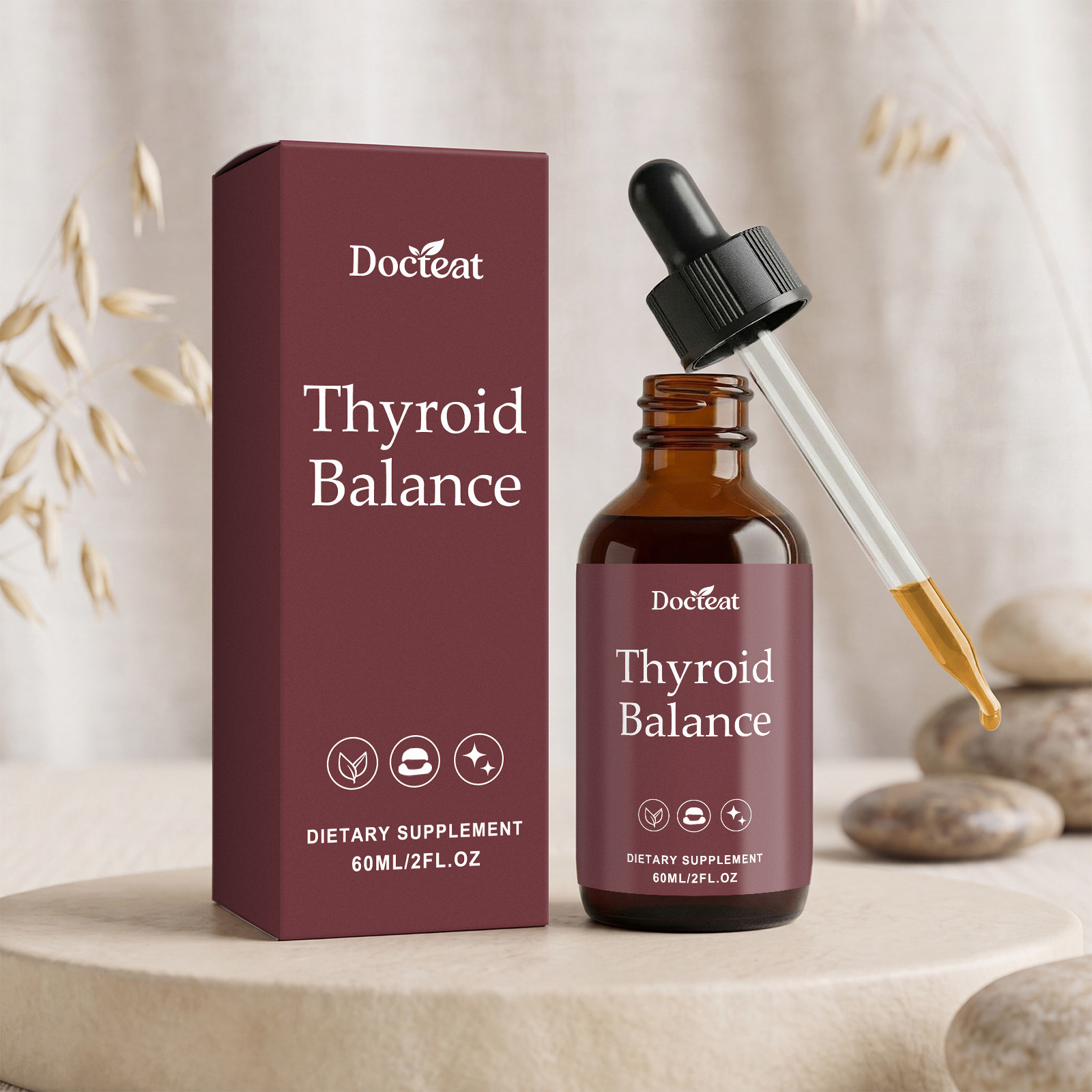 Iodine Drops Supplement - Schilddrüsen-Tinktur-Nahrungsergänzungsmittel Jod-Selen-Komplex Hormonelles Gleichgewicht Stoffwechsel-Booster Tägliche