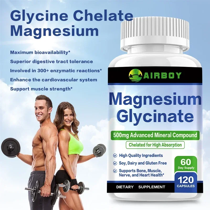 Magnesium Glycinate Capsule - Magnesiumglycinat 500mg - Hochabsorbierbares Nahrungsergänzungsmittel zur