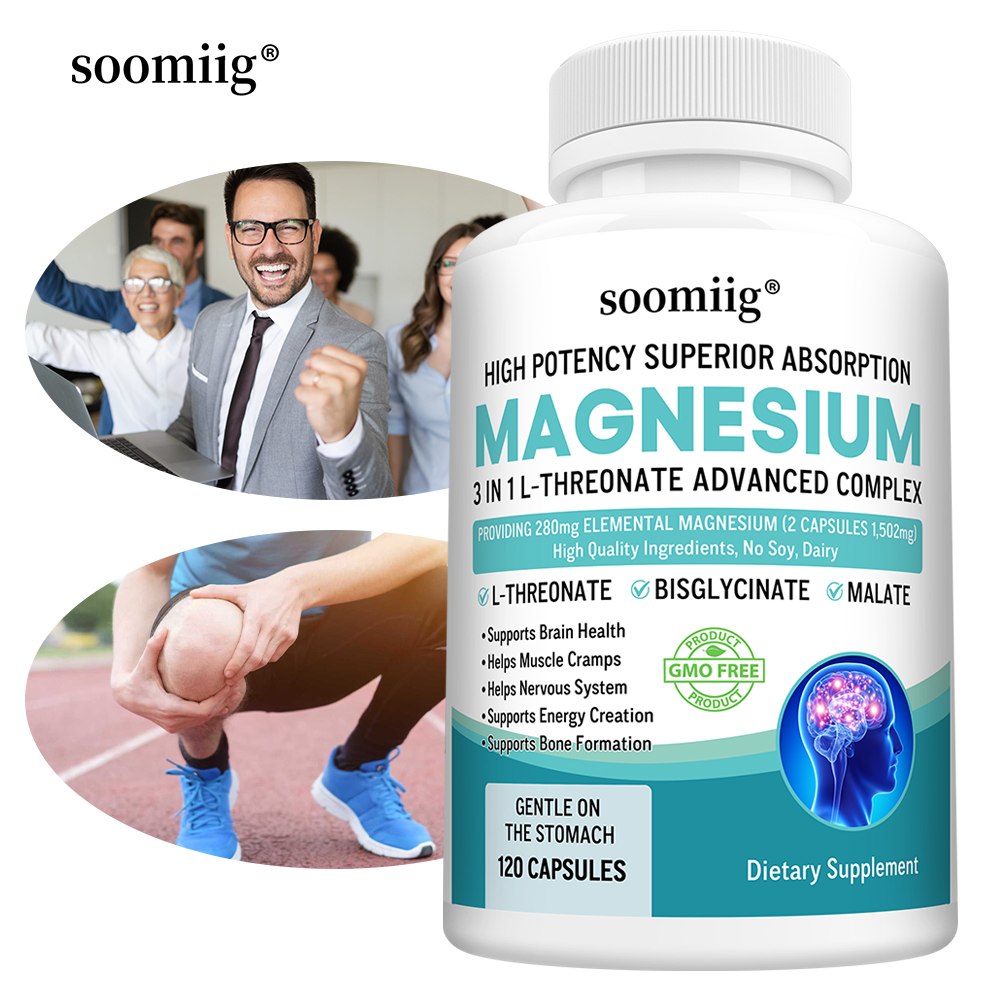 Magnesium Glycinate Capsule - 3-in-1 – Magnesium-L-Dreonat, Glycinat, Malat, Gehirngesundheit,